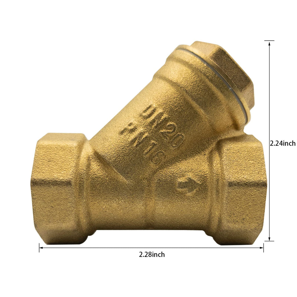 Y Strainer 3/4" Brass Sediment Filter Water Filter with 40 Mesh Screen