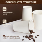 16 oz 500 Pack White Disposable Paper Coffee Cups