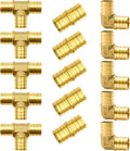 15pcs 3/4" Brass PEX Fittings, Elbow TEE Straight Couplings Set