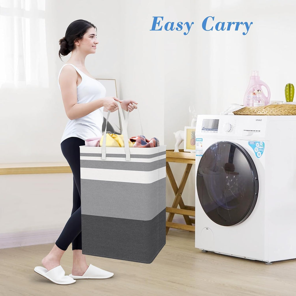 3-Pack Laundry Basket, Collapsible Laundry Hamper, Grey, 75L | Laundry Clothes Hamper, Hampers for Bedroom