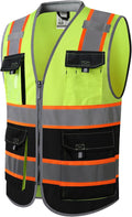 Safety Vest for Men Women Hi Vis with Pockets and Cushioned Collar Construction Vest Meet ANSI Standard (BX360)