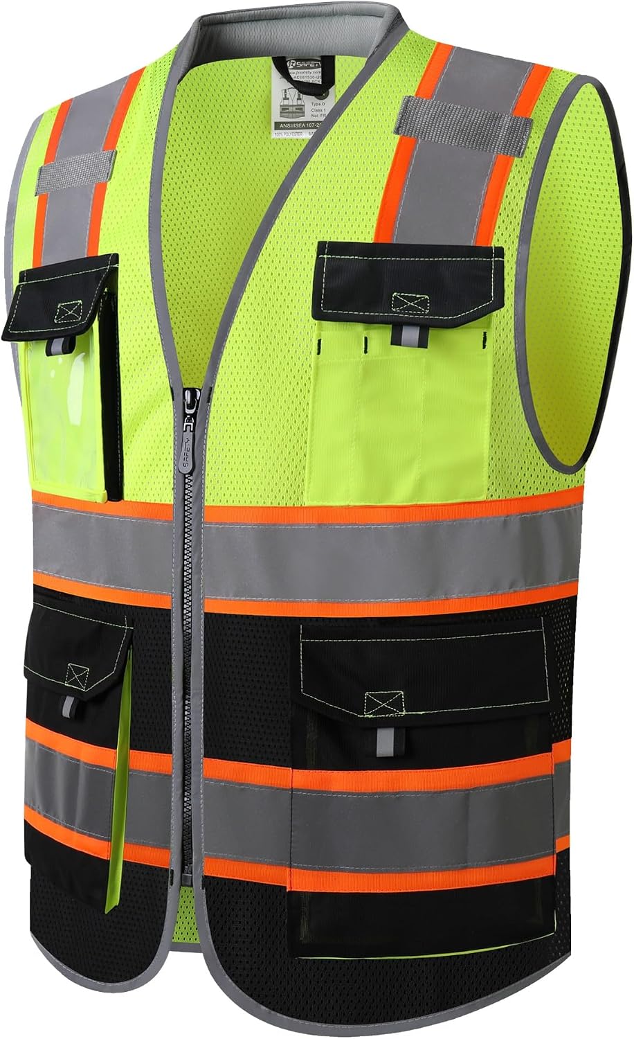 Safety Vest for Men Women Hi Vis with Pockets and Cushioned Collar Construction Vest Meet ANSI Standard (BX360)