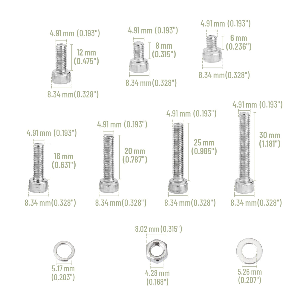 Nuts and Bolts Assortment Kit, 210 pcs, Stainless Steel