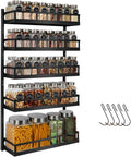 Wall Mount Spice Rack Organizer 5 Tier Height-Adjustable Hanging Spice Shelf Storage for Kitchen Pantry Cabinet