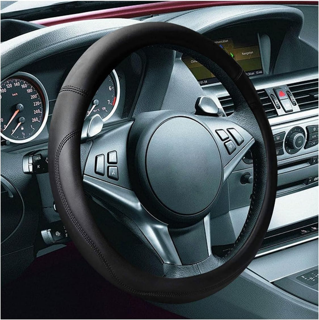 14.5"-15" Car Steering Wheel Cover, Microfiber Leather Cover, Anti-Slip Breathable Steering Wheel Decoration