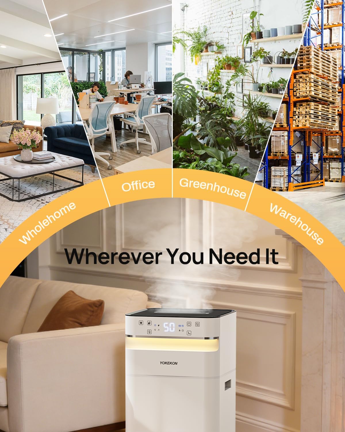 Humidifier Large Room 5.8Gal/22L, 2500 sq.ft. Cool Mist Humidifiers for Home Bedroom with Flame & Night Light, Top