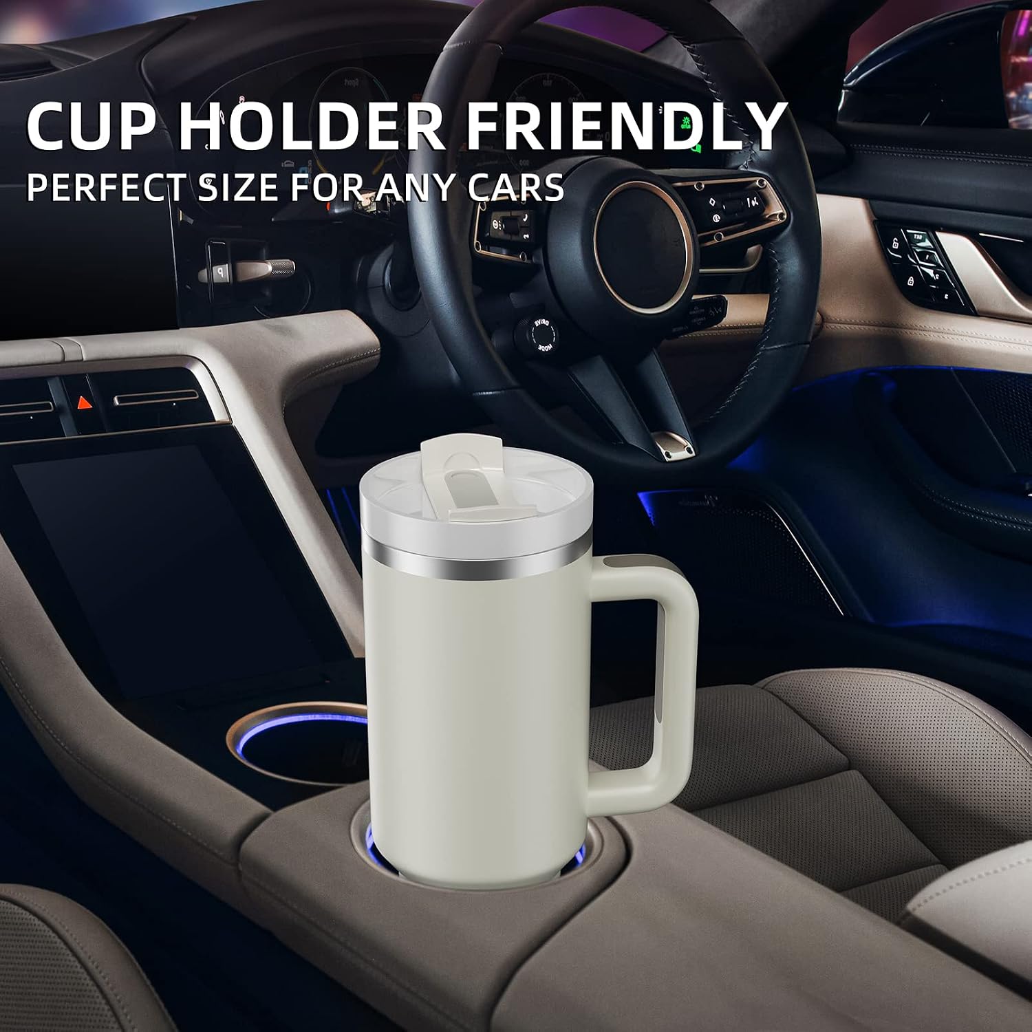 40 oz Tumbler with Handle and Straw,Reusable Vacuum Quencher Tumbler with Lid,Stainless Steel Insulated Travel