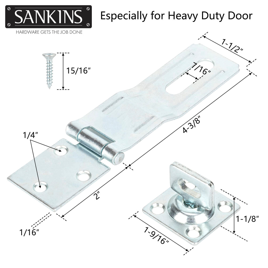 4.5" Swivel Staple Safety Hasps Latches with Twist Knob, Silver 2Pcs