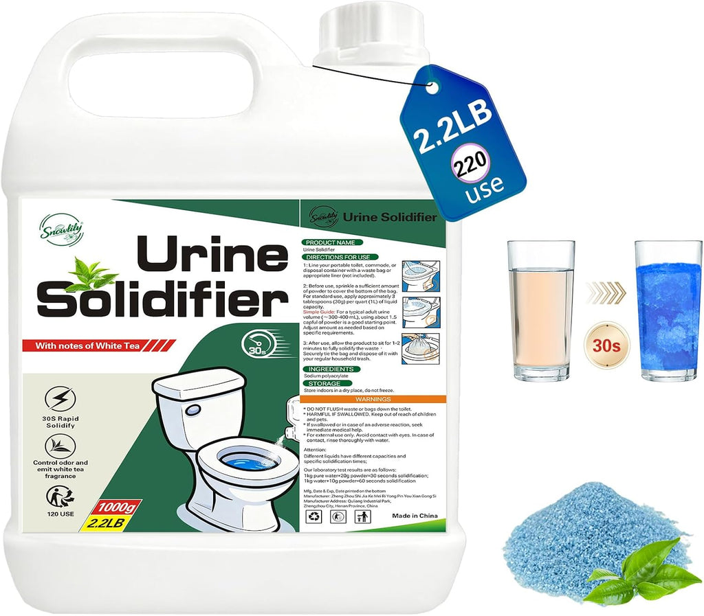 Pee Powder for Camping Toilet Gel,Urine Solidifier Powder Super Absorbent Portable Camping Toilet Deodorizer Liquid