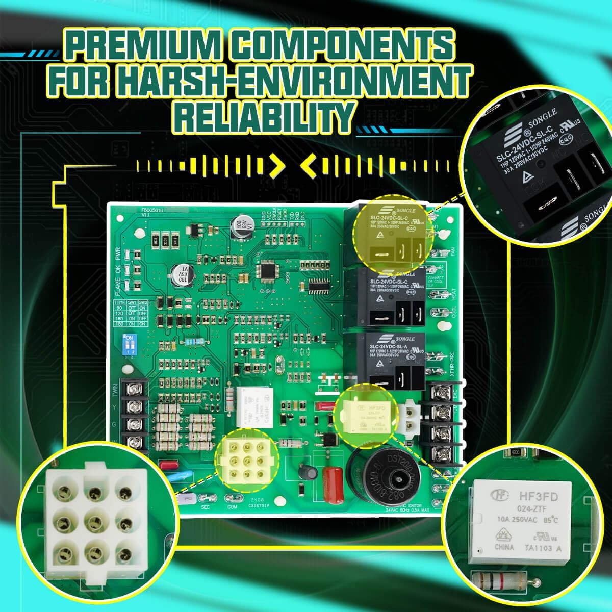 62-24140-04 Furnace Control Board Compatible with Rheem Replace 62-24140-02