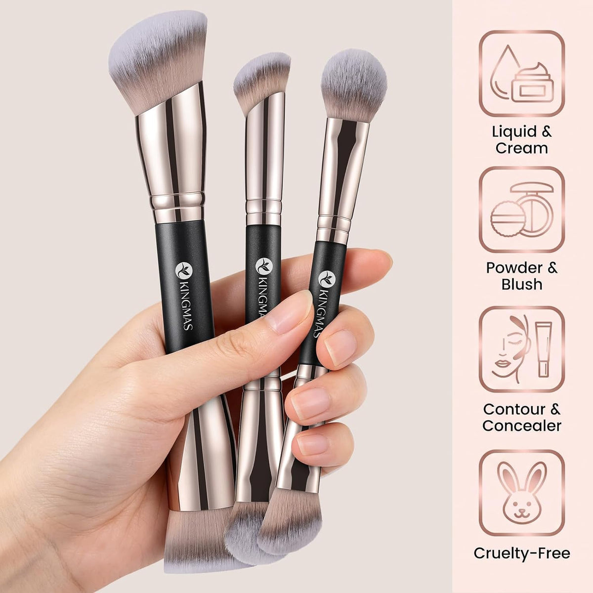 Foundation Concealer Contour Brush Set, 3Pcs Makeup Brushes