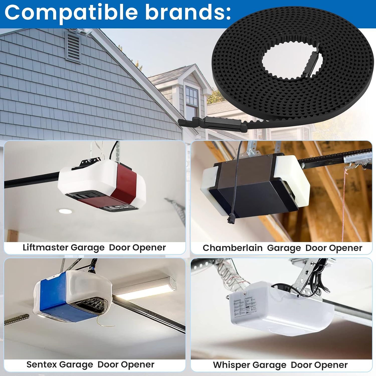 041A5250-1 Garage Door Opener Belt Drive Fit 8 FT Garage Door, 255" Drive Belt Compatible with Chamberlain