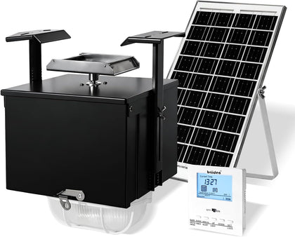 12V Automatic Deer Feeder Kit with 18V Solar Panel, Wireless Remote Control, Built-in Light & Digital Timer