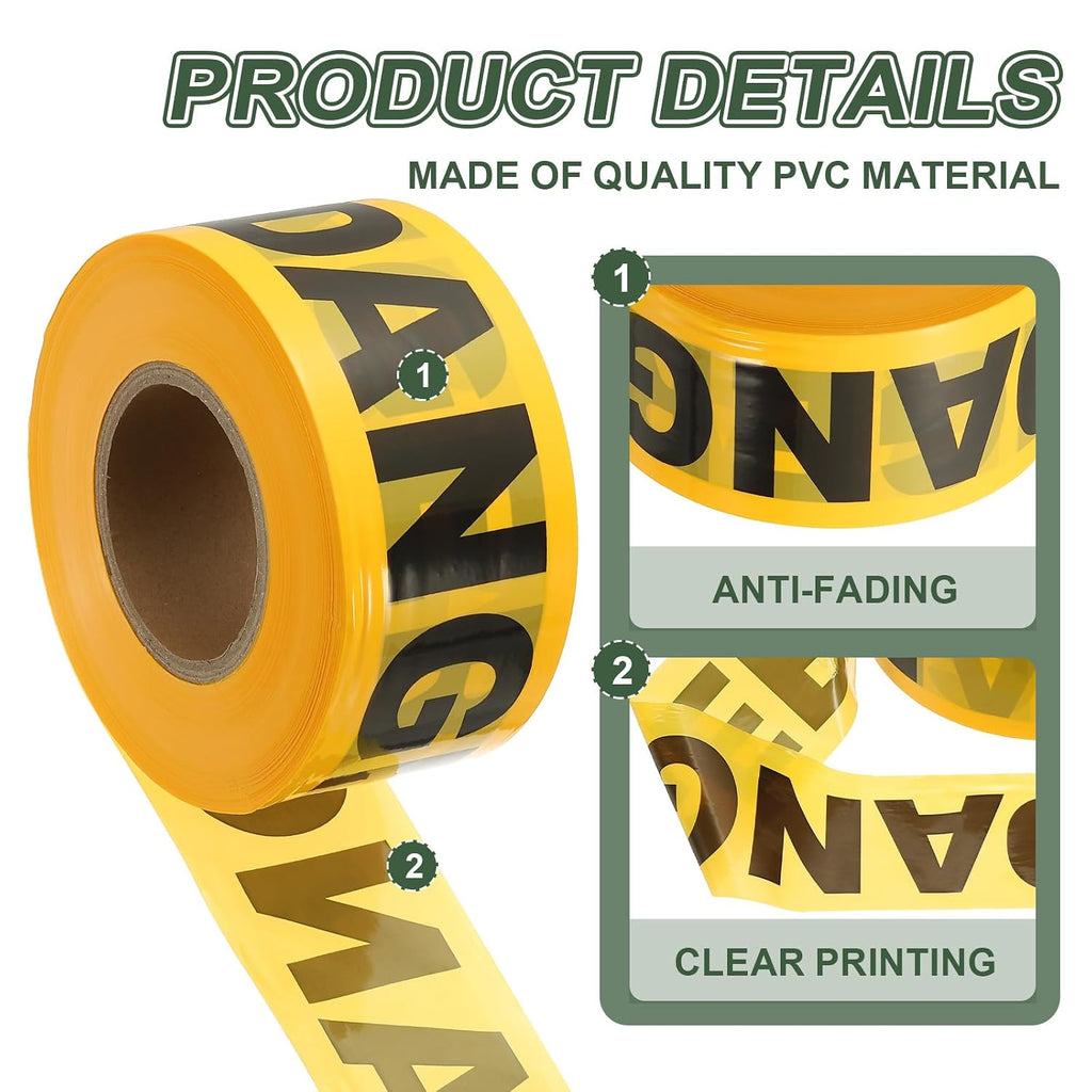 1000ft x 3" Warning Tape, High-Visibility PE Floor Marking Roll Caution Tape for Flagging Construction Outdoor
