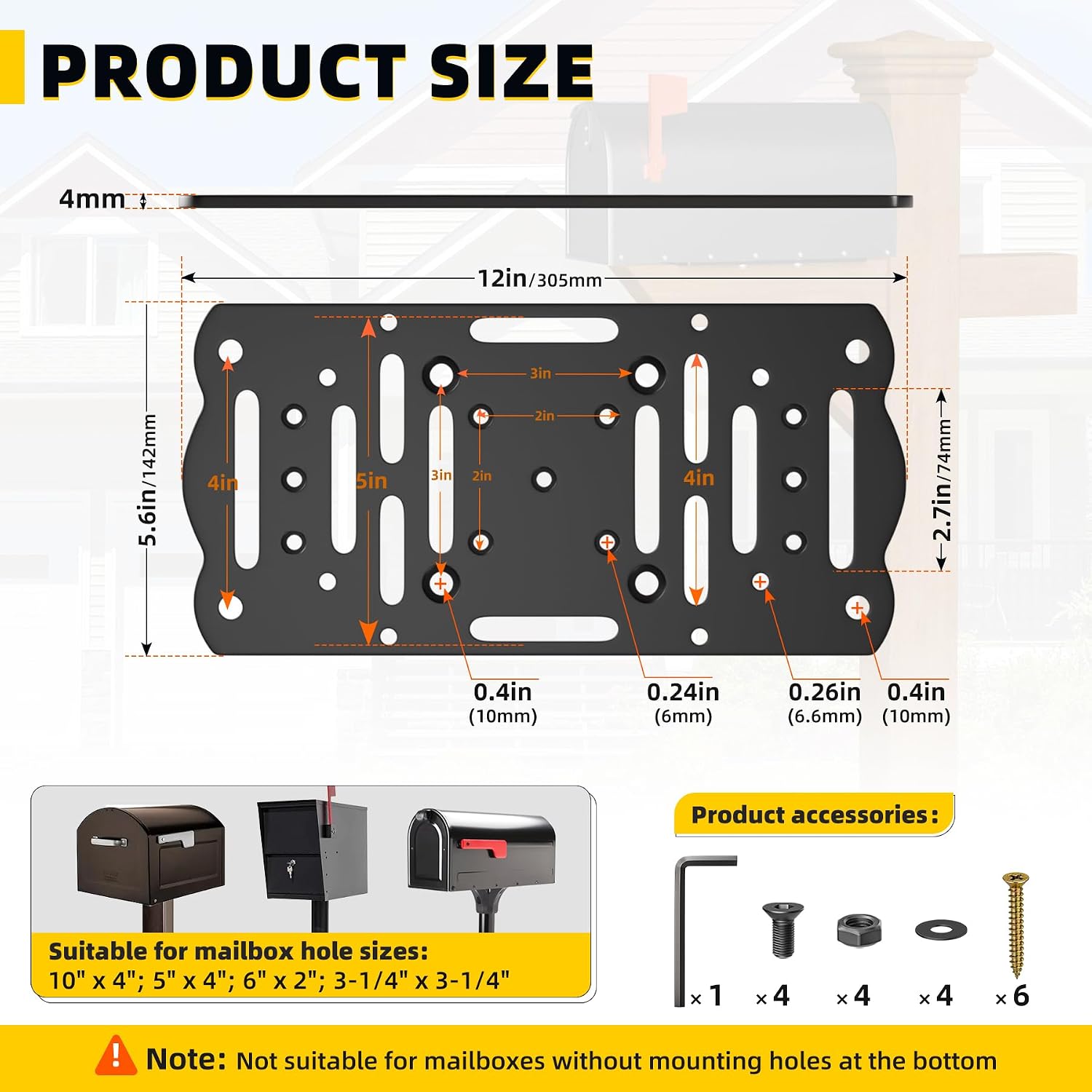 Metal Mailbox Mounting Bracket,Post Mount Mailboxes Board,Mailbox Bracket for Wood or Hollow Posts,Mailbox Mounting