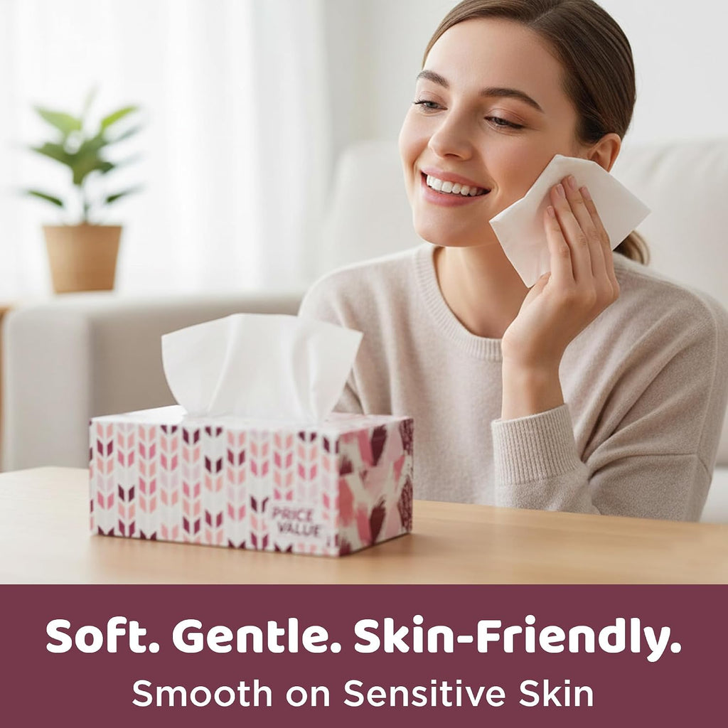 Facial Tissues Cube Boxes, Soft 2-Ply, 230 Sheets, 4 Pack