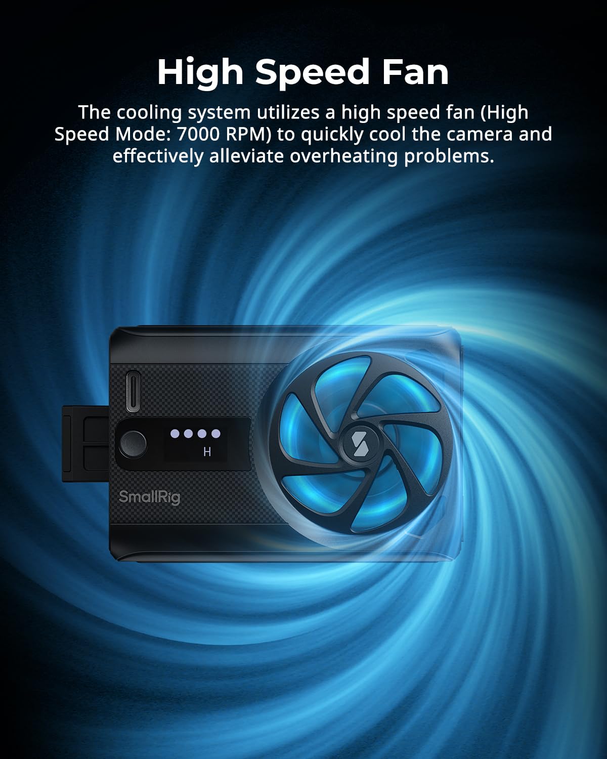 SMALLRIG Cooling Fan Built-in Battery, External Camera Cooling System