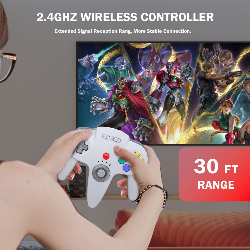 2 Pack Wireless N64 Controller for Switch Games, 2.4GHz N64 Remote Joystick Wireless Gamepad Compatible with Windows