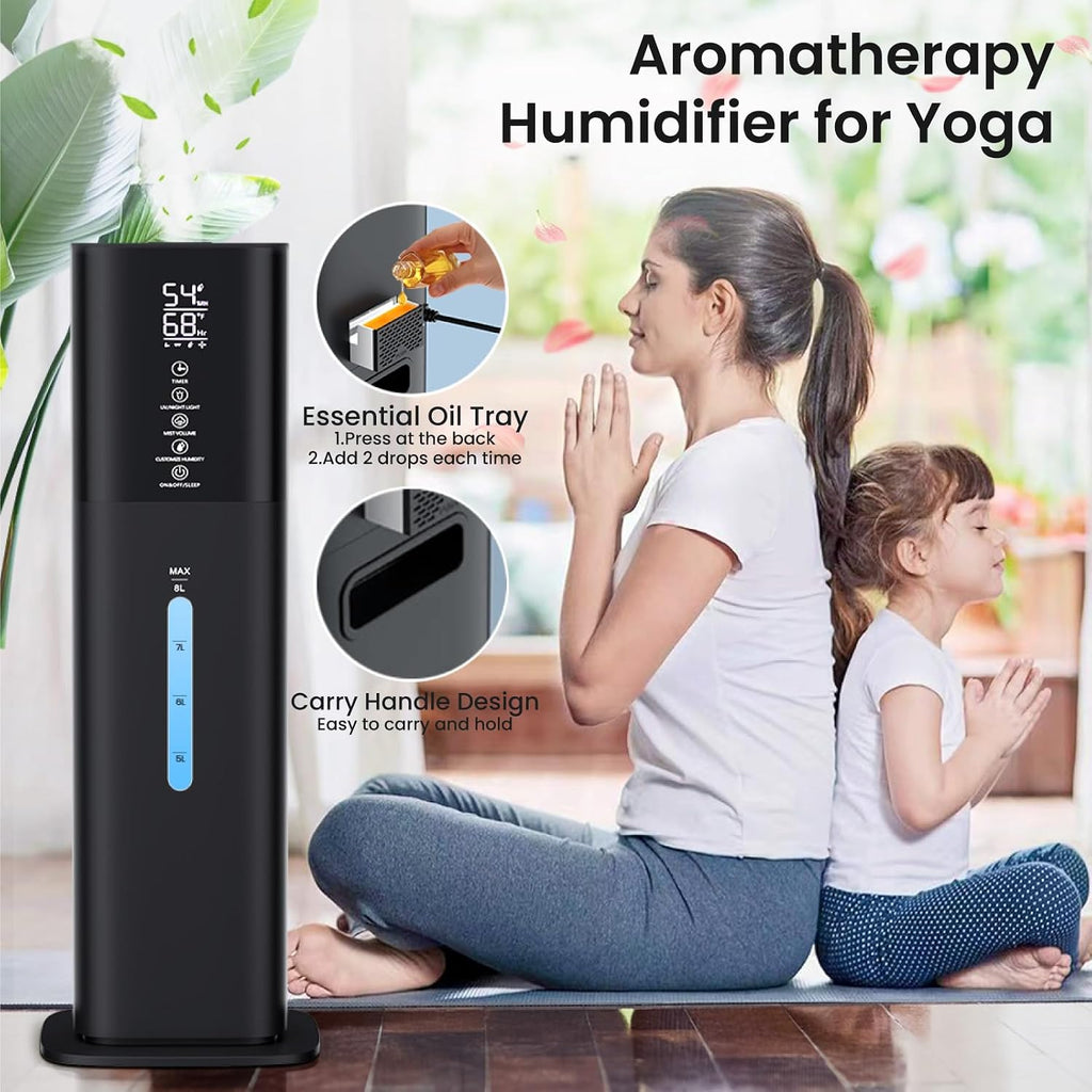 Humidifiers Large Room Bedroom with 7 Colors Light, 2.1Gal(8L) 3 Speed Quiet Ultrasonic Cool Mist Humidifier with