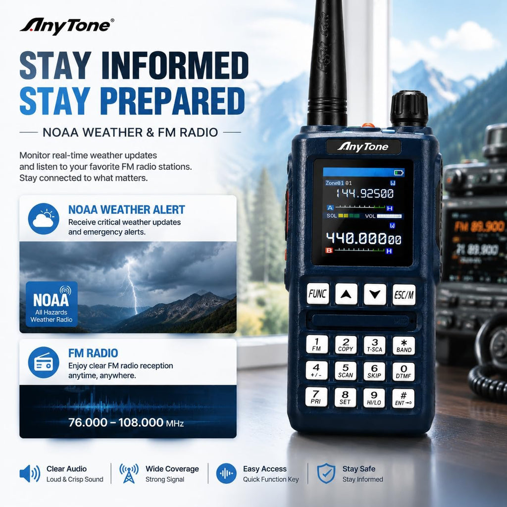 AnyTone UVA1 Dual Band Amateur Radio Handheld Transceiver Ham Radio,Air Band Receive, NOAA Weather, VOX, DTMF