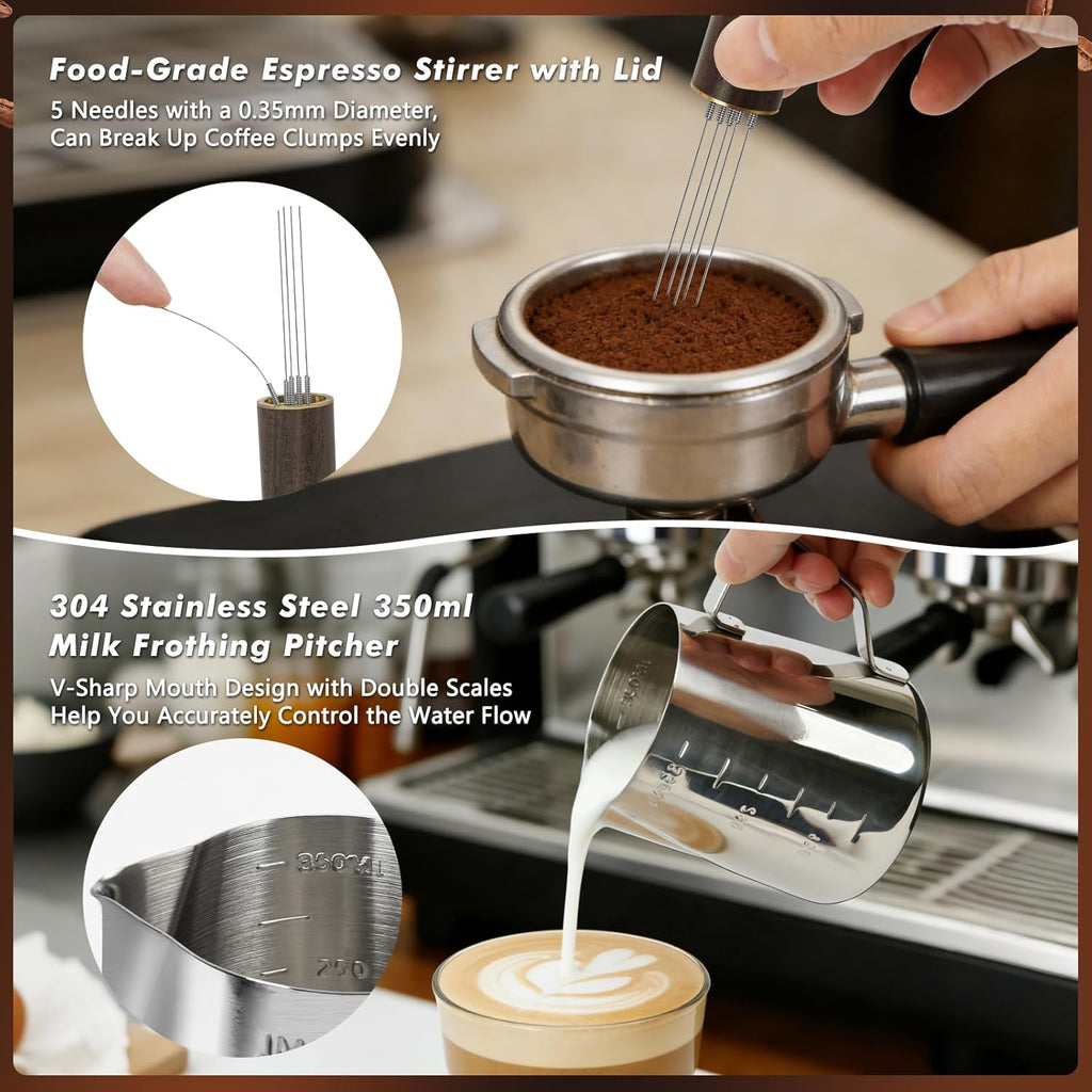 51mm Espresso Accessories Kit, 25 PCS Espresso Tamper Kit Coffee Tamper Set, with 51mm Espresso Tamper, Puck Screen