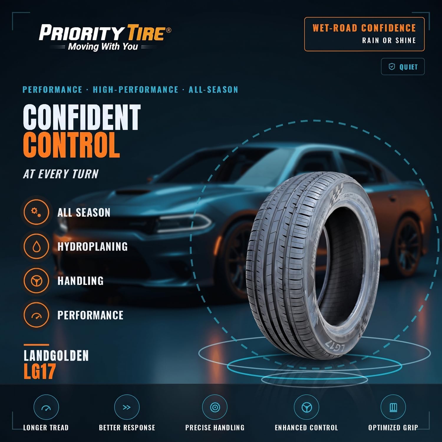 LG17 185/55R16 83V SL All Season Performance Tire | Passenger Performance All Season Traction 83V Rated Standard Load