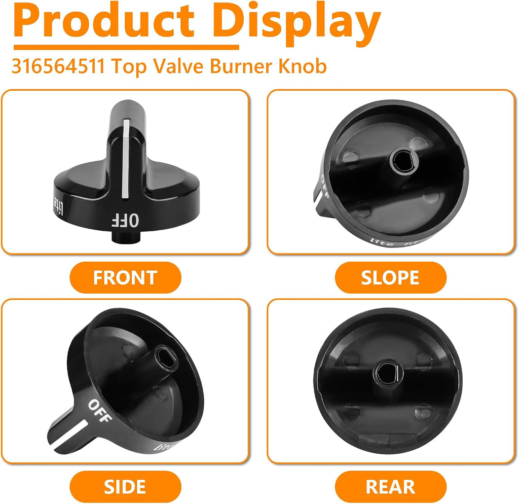 316564511 Stove Knob Replacement for Frigidaire Gas Range/Oven/Stove, Upgrade Cooktop Burner Control Knob (5 Pack)