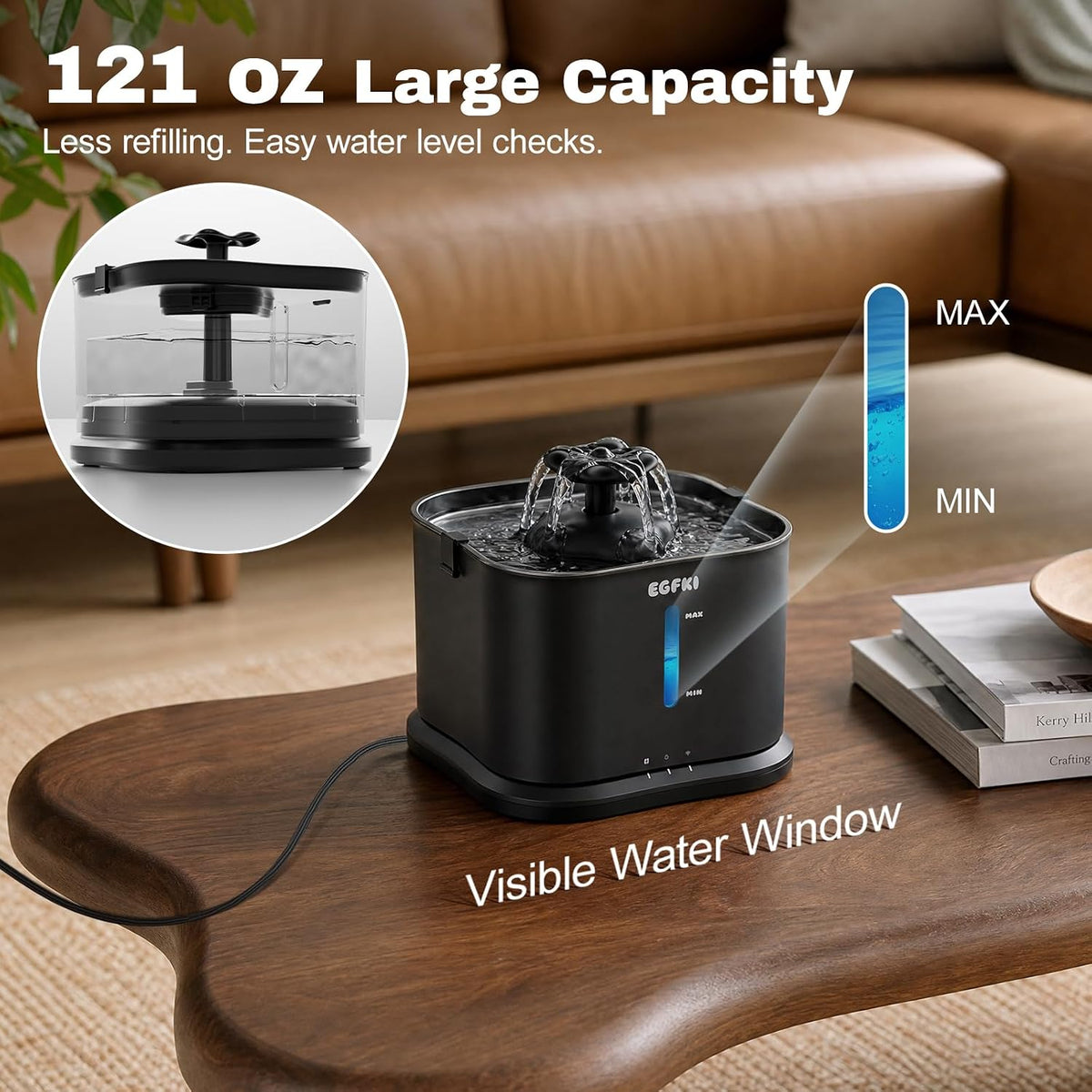 EG-9 Smart Cat Water Fountain, 3.6L/121oz Automatic, App & WiFi