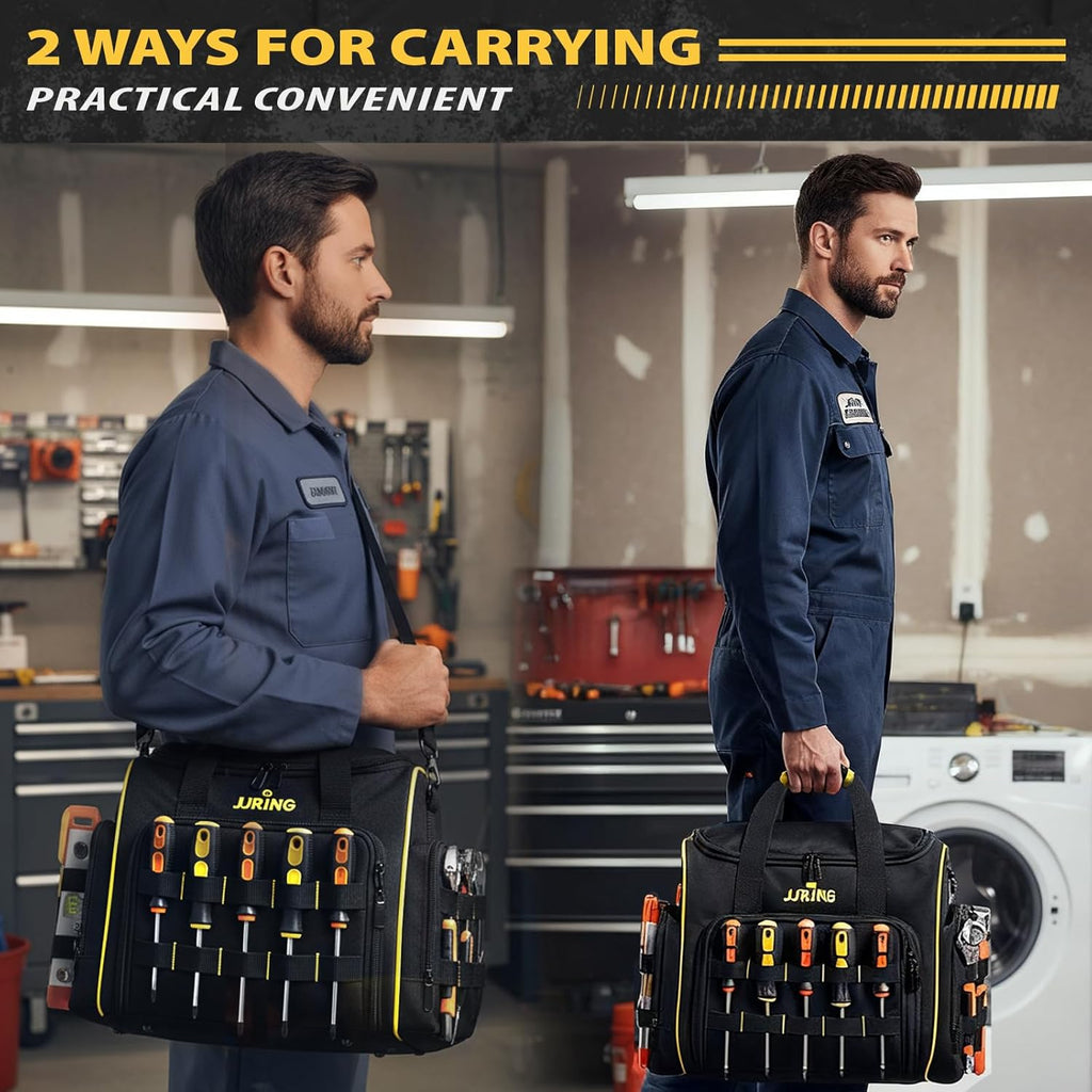 2.0 Gen Tool Bag With 3 Removable Cases, Double Layers&Large Capacity Tool Tote, Multi-Pocket Organizer For Tools and