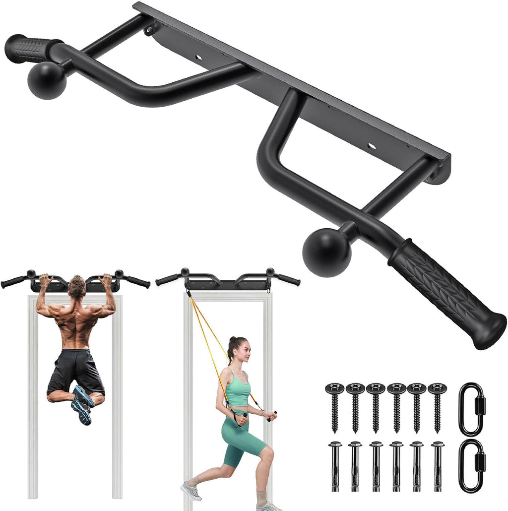 Pull Up Bar Wall Mount 440 LBS Capacity Doorway Chin Up Bar Multifunctional Steel Chinup Bar with with Resistance