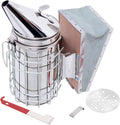 Bee Hive Smoker Kit, Stainless Steel Beekeeper Tool with Heat Shield | Includes 2 Types of Hive Tools for Beekeeping
