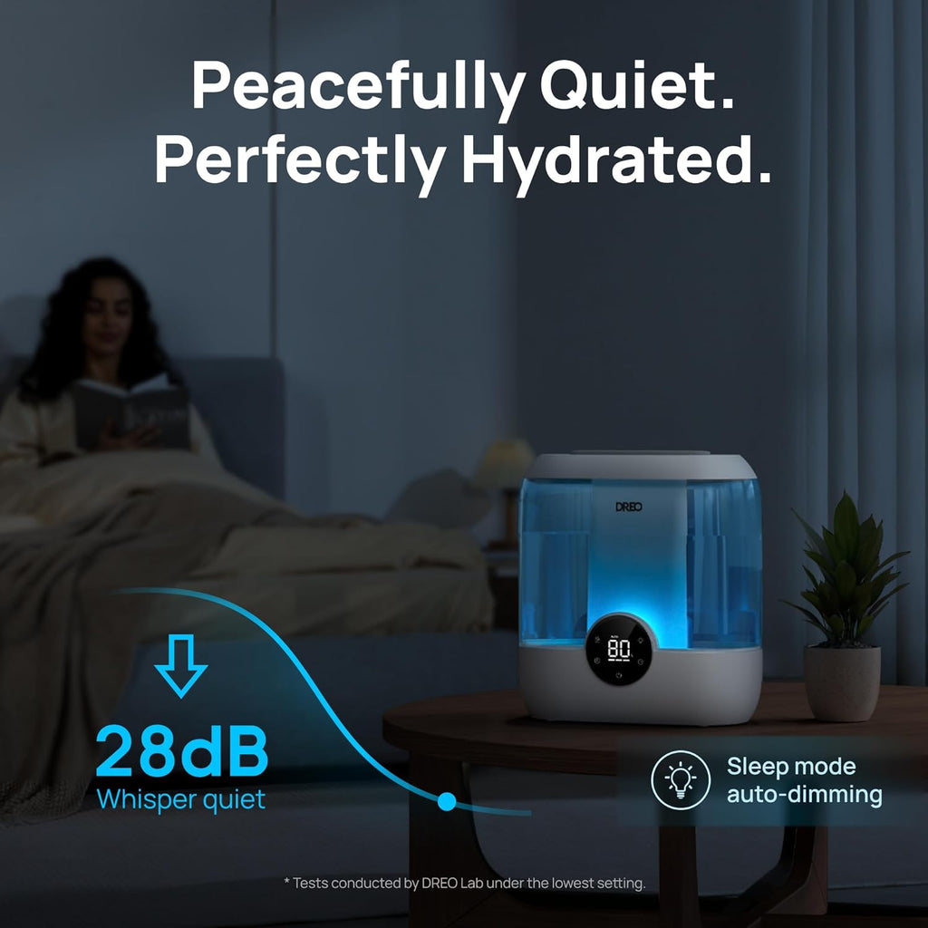 6L Humidifiers for Bedroom, 60H Runtime, 28 dB Quiet, HM524, Blue | Precise Humidity Control, Easy to Refill & Clean