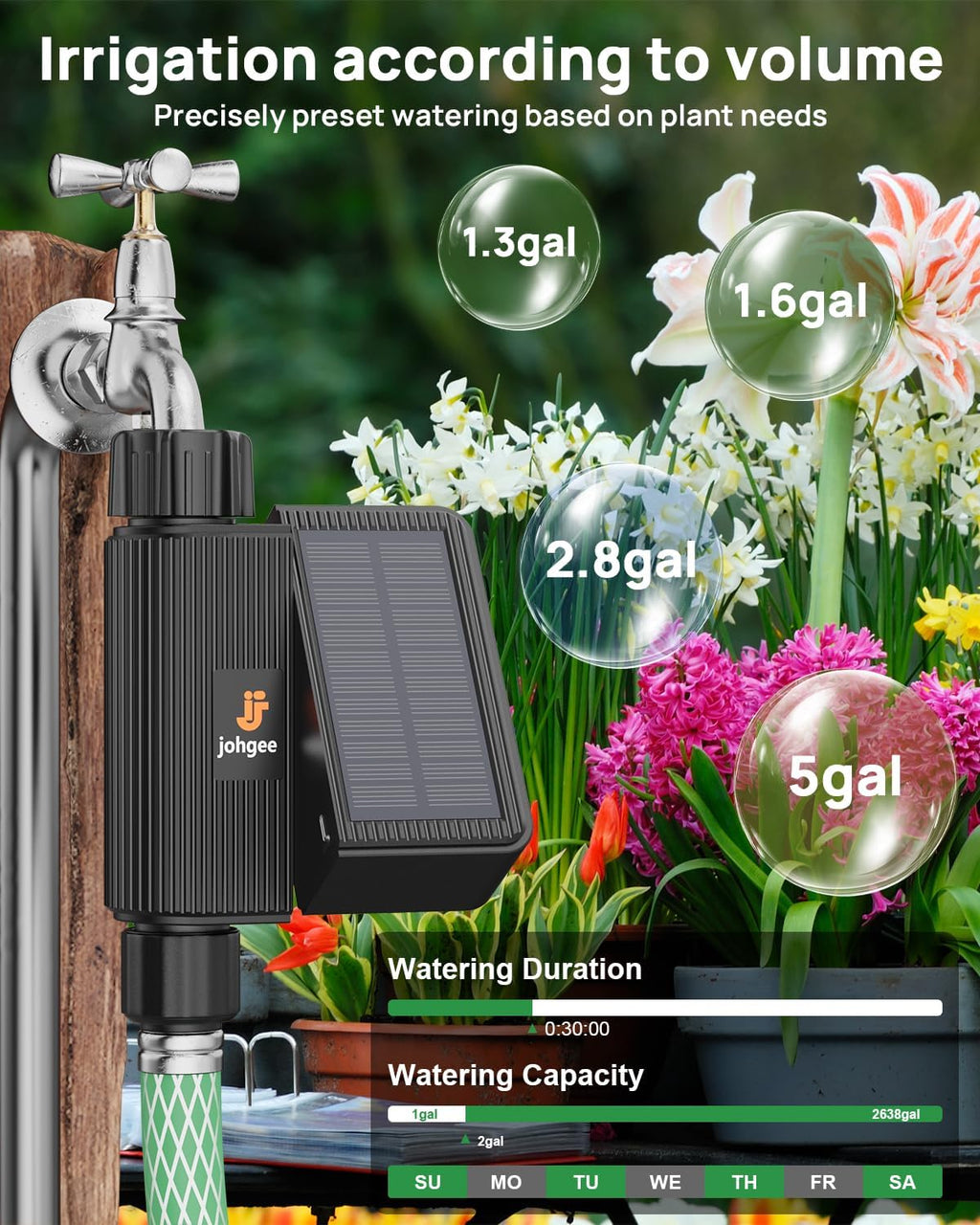 Solar Smart WiFi Sprinkler Timer, WiFi Water Timer for Garden Hose with Rain Delay/Manual/Automatic, Alexa & Smart