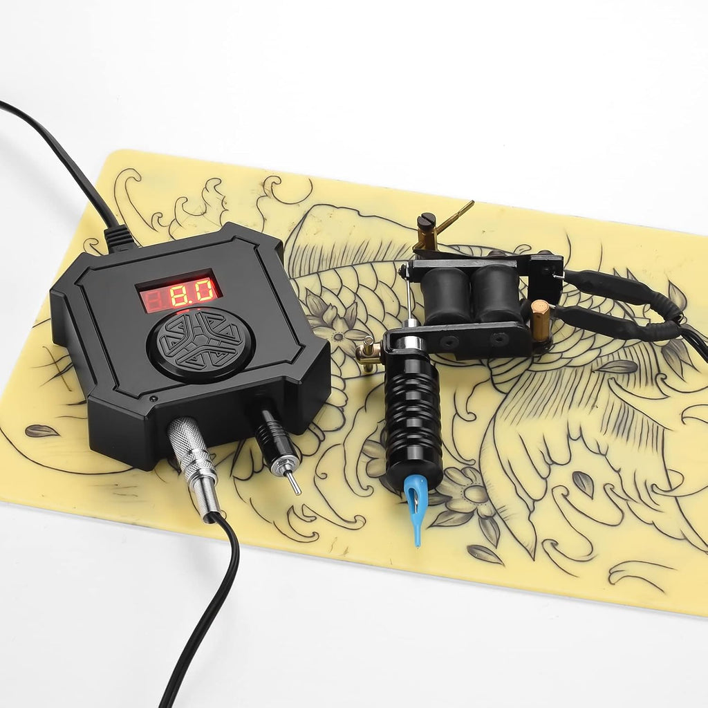 Tattoo Power Pedal Switch Kit with Clip Cord - Dual Digital LED Display for Tattoo Liner and Shader