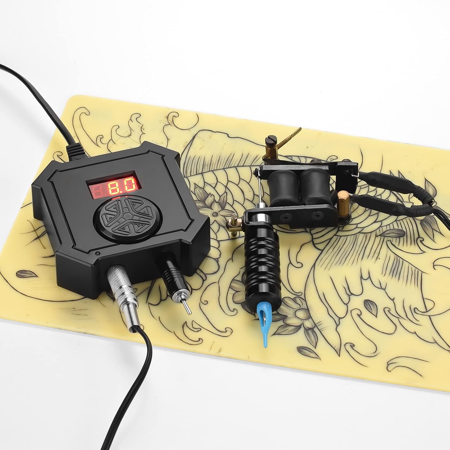 Tattoo Power Pedal Switch Kit with Clip Cord - Dual Digital LED Display for Tattoo Liner and Shader