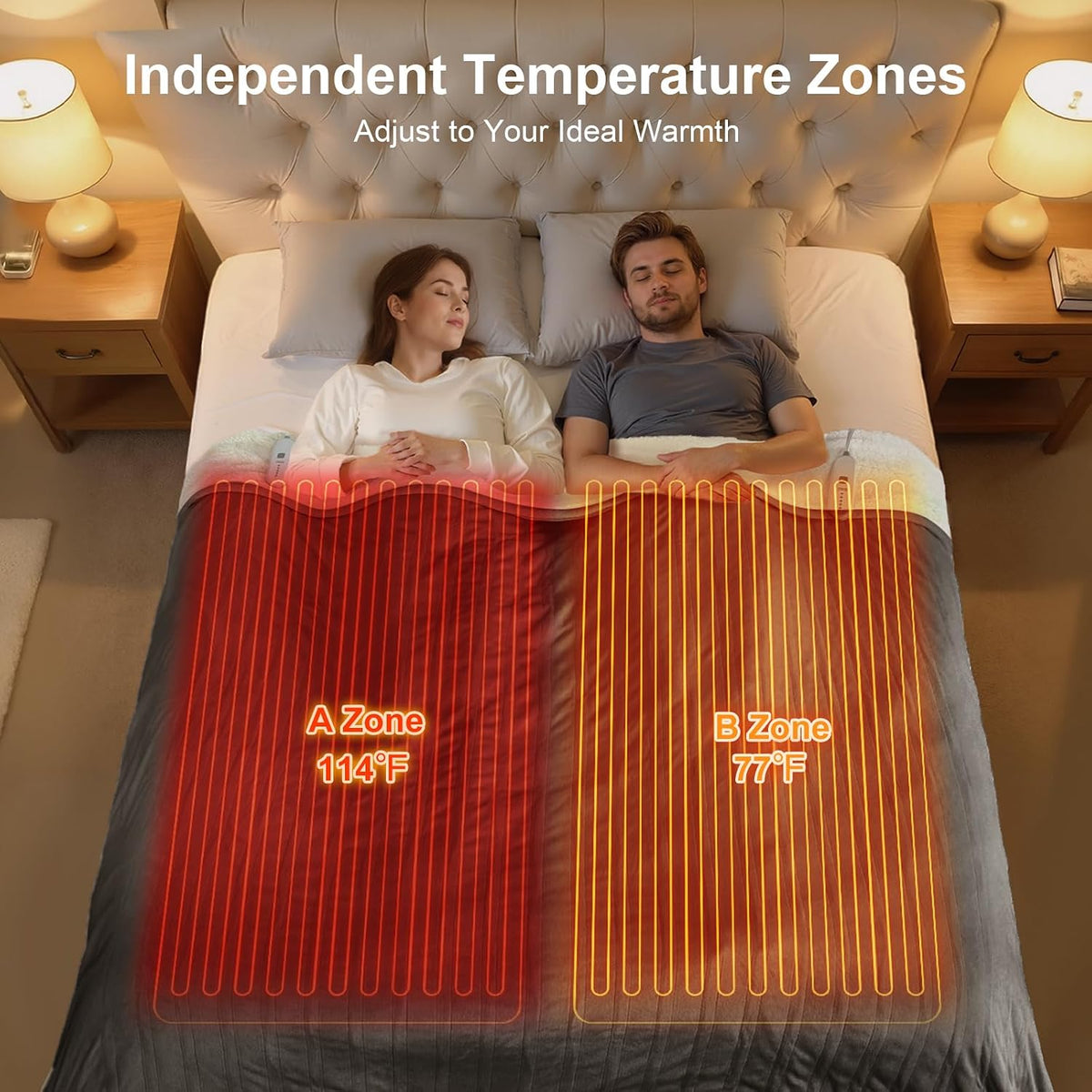 King Size Electric Blanket, Dual Control Heated Blanket, Grey