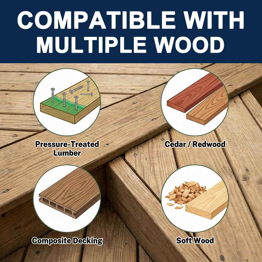 #8 x 1-1/4" Exterior Deck Screws (5 lb Box), Tan Epoxy Coated Wood Screws with T25 Star Bit, Type 17 Self-Drilling