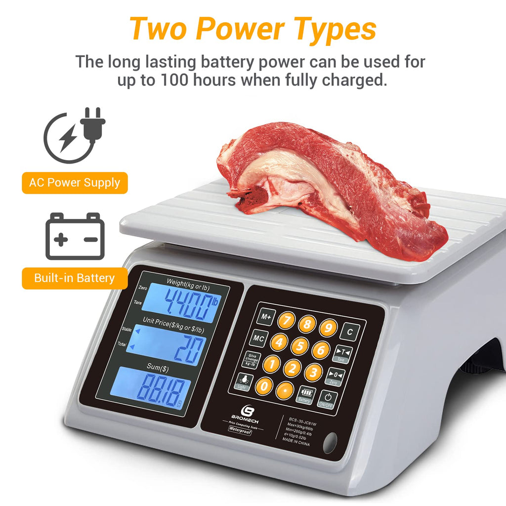 Waterproof Commercial Food Scale 66lb with Price Computing