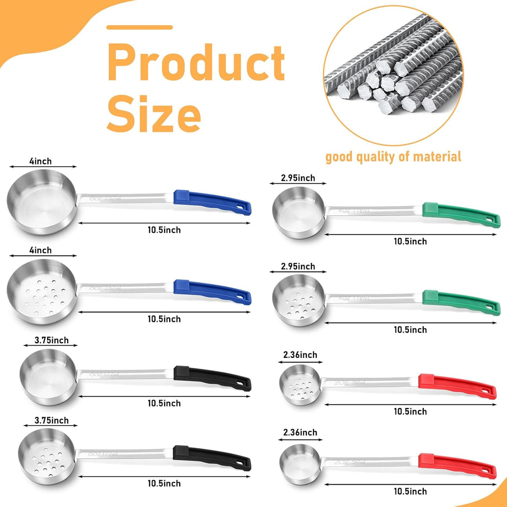 16 Pcs Portion Control Serving Spoons, Restaurant Measuring Serving Ladle Utensils, Portion Control Slotted Scoops