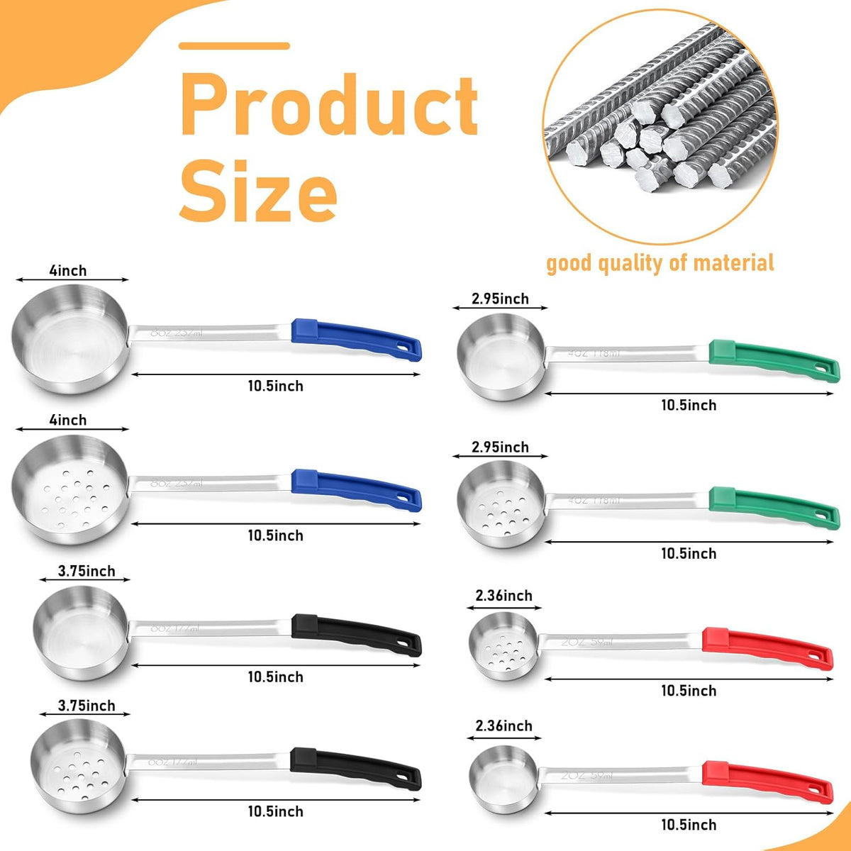 16 Pcs Portion Control Serving Spoons, Restaurant Measuring Serving Ladle Utensils, Portion Control Slotted Scoops