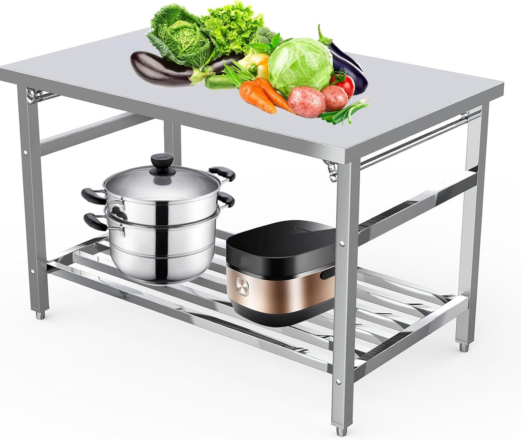 48x30 NSF Stainless Steel Folding Table, Heavy Duty 500lbs