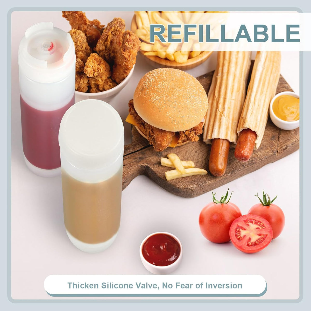 2 Pcs 20 oz Sauce Bottles, Inverted Squeeze Condiment Bottle,White