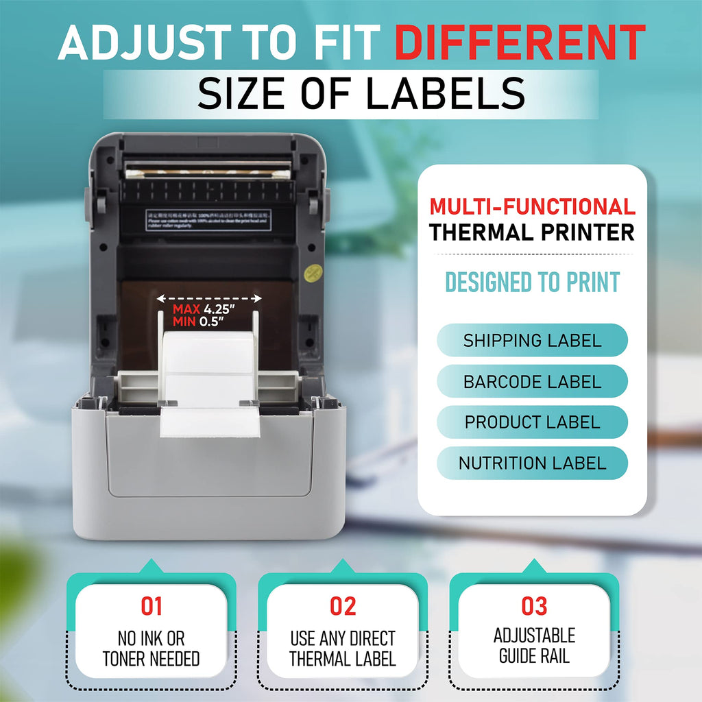 2054K-WF Shipping Label Printer USB & WiFi Connection, Work w/iPhone Windows Mac Chromebook Android Support Amazon