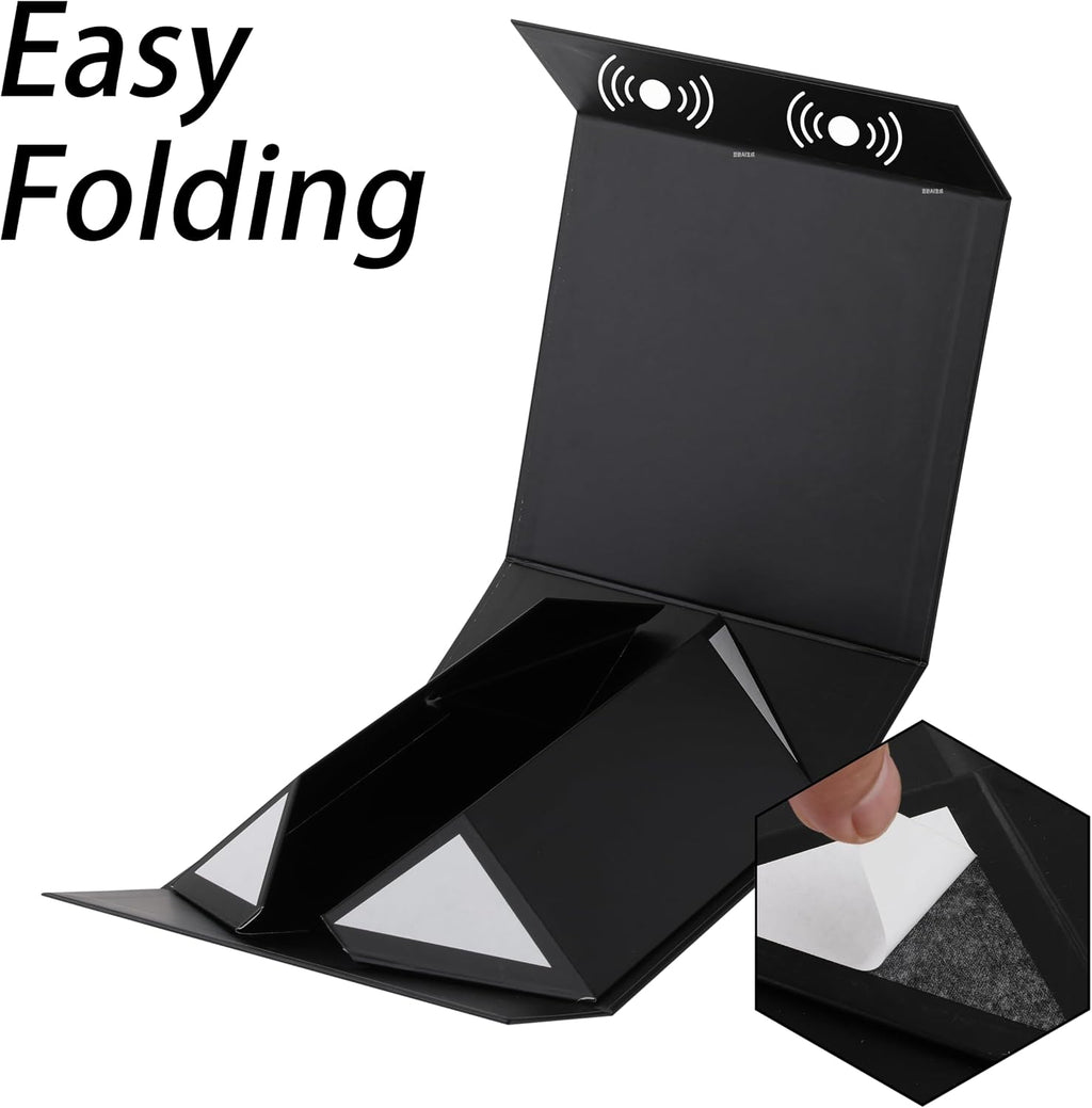 6 Pack Black Gift Boxes with Lids, 9.5 x 6 x 3 Inch Boxes with Ribbon for Groomsmen gifts, Magnetic Gift Boxes for