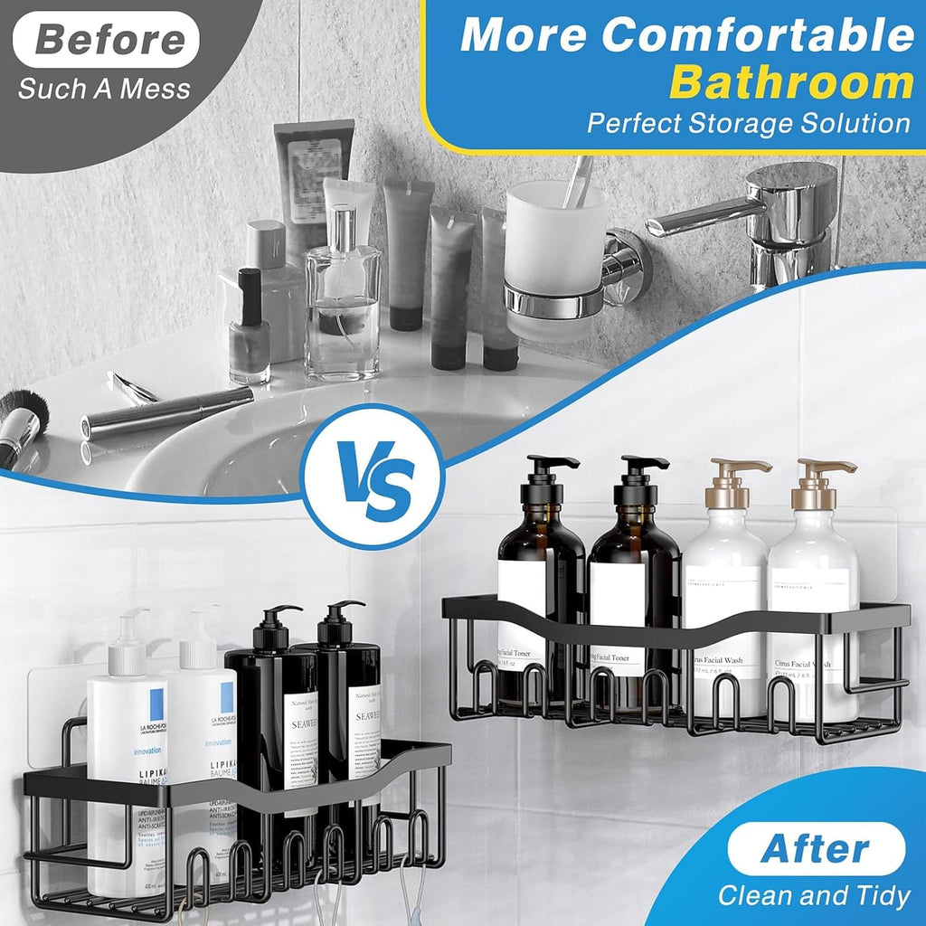 Adhesive Shower Caddy, 5 Pack Rustproof Stainless Steel Bath Organizers With Large Capacity, No Drilling Shelves for