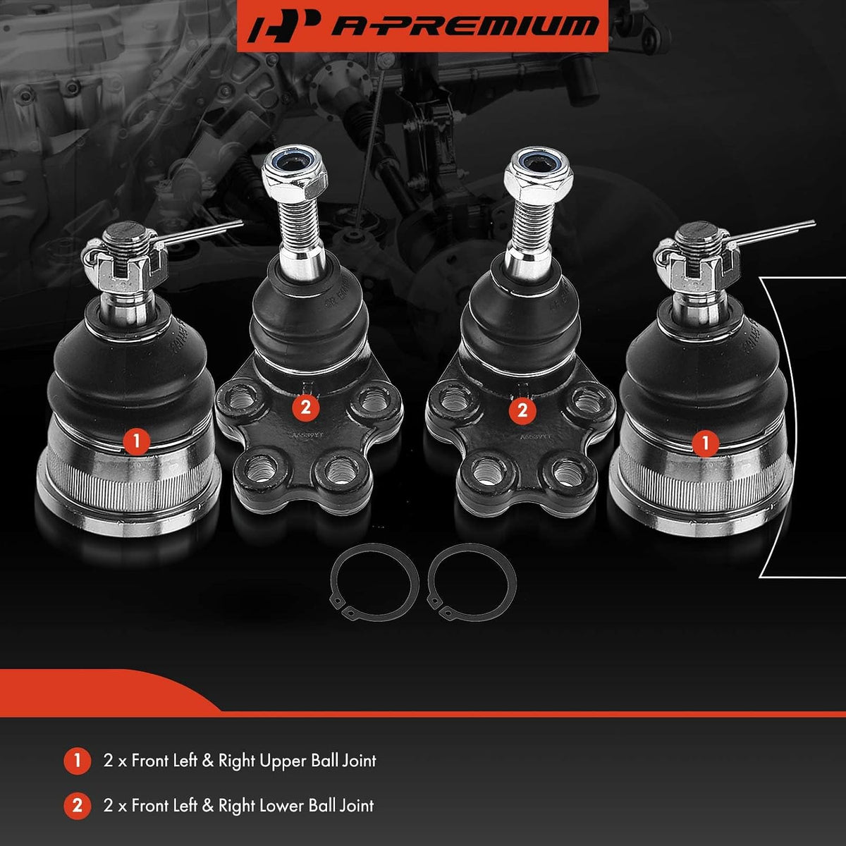 A-Premium Front Upper & Lower Ball Joint Kit, Compatible with Chevy, GMC