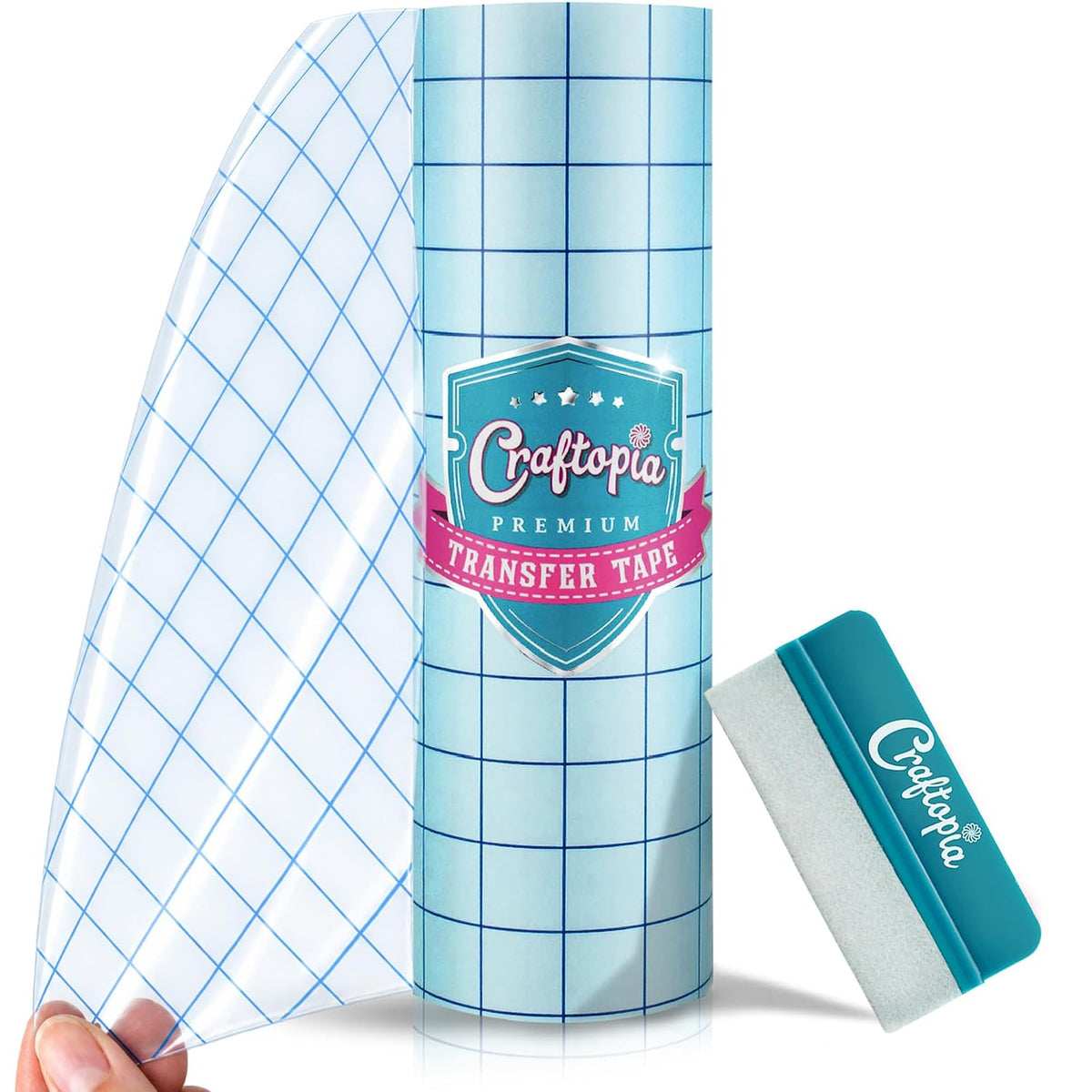 Vinyl Transfer Tape Roll (12-in x 25-FT) Clear w/Blue Grid (Made in USA)