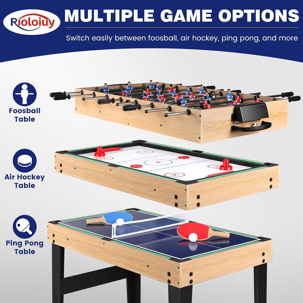 12-in-1 Game Table - 48" Combo Game Table, Ping Pong Table, Foosball Table, Air Hockey Table, Pool Table - Sports