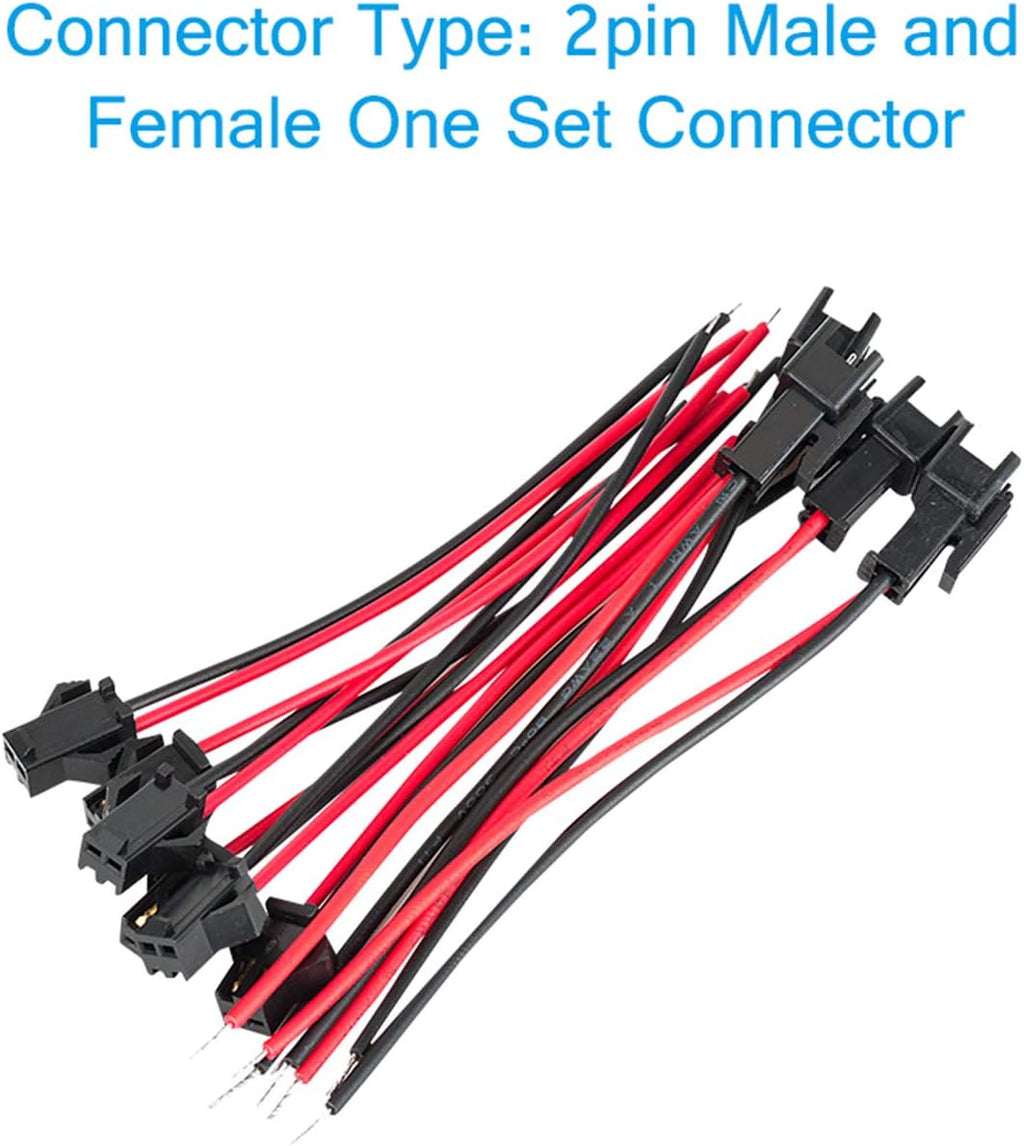 2-Pin JST SM LED Strip Connectors, 10 cm, 20 Pairs