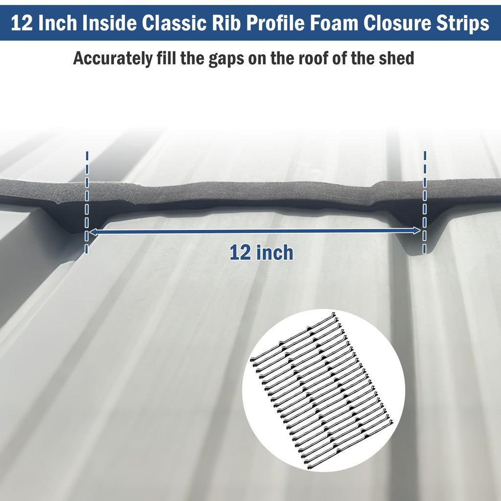 12 in Inside Classic Rib Profile Foam Closure Strips for Metal Roofing